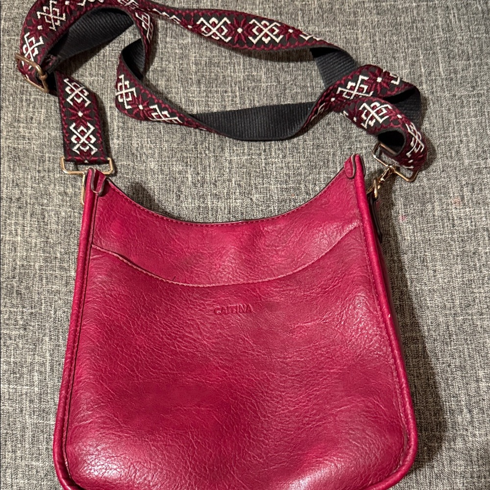 Cantina Burgundy Leather Shoulder Crossbody  Bag